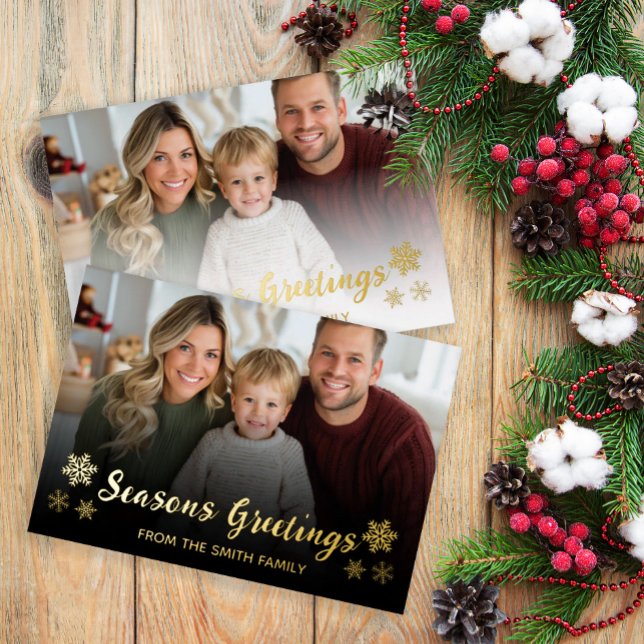 Christmas modern minimal photo Foil Invitation (Creator Uploaded)