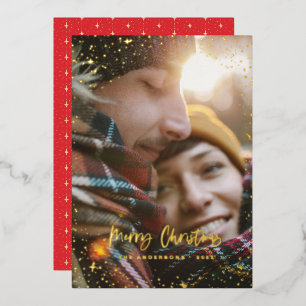 Christmas modern minimal photo green star foil hol