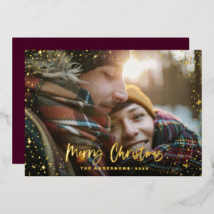 Christmas modern minimal photo script star purple