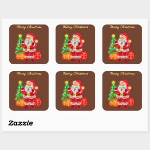 Christmas Modern Neon Holiday Collection Square Sticker