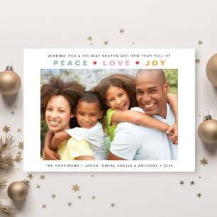 Christmas Modern Peace Love Joy Photo Holiday Card