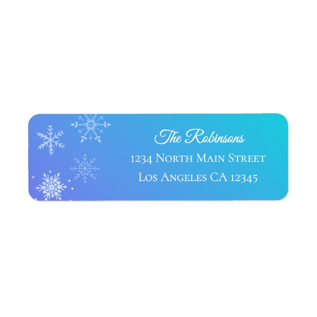 Christmas Modern Purple Blue Snowflake Address (Front)