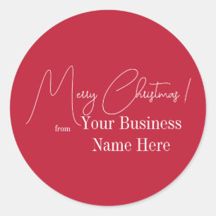 Christmas Modern Red Business Classic Round Sticker
