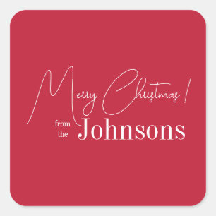 Christmas Modern Red Square Sticker