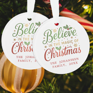 Christmas Modern Script Red and Green Typography Ornament