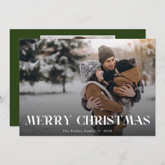 Christmas Modern typography overlay text photo Holiday Card (Front/Back)