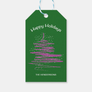 Christmas Modern Whimsical Tree - Snowflakes Gift Tags