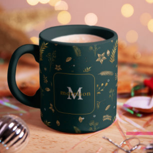 Christmas Modern Winter Holiday Gold Arch Monogram Mug