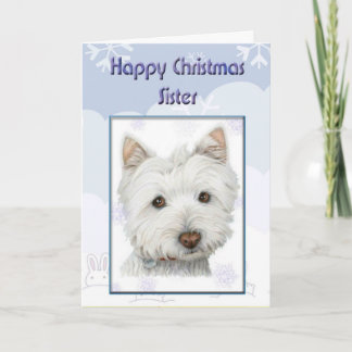 Christmas Mom, Sister Card with Cute Westie Dog