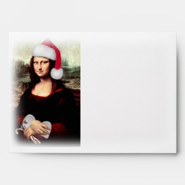 Christmas Mona Lisa With Santa Hat Envelope (Front)