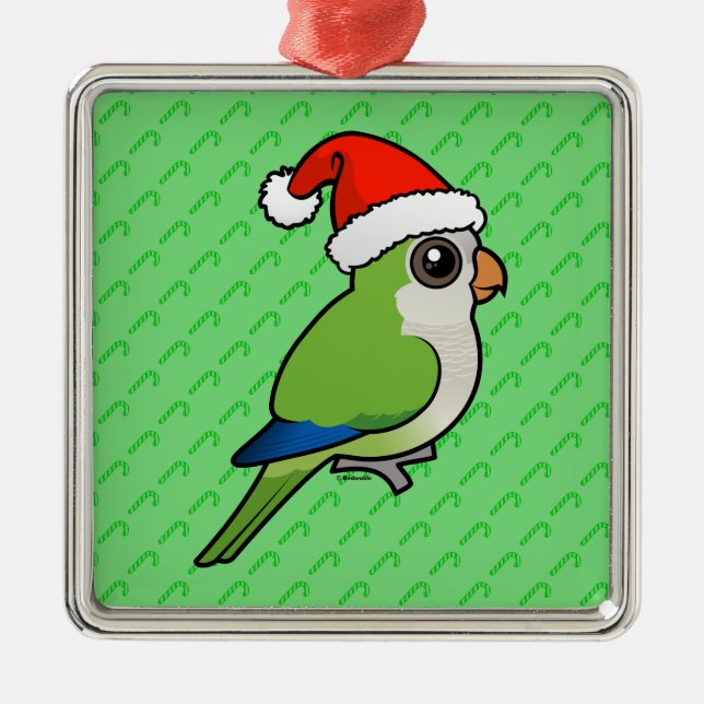 Christmas Monk Parakeet Metal Tree Decoration (Front)