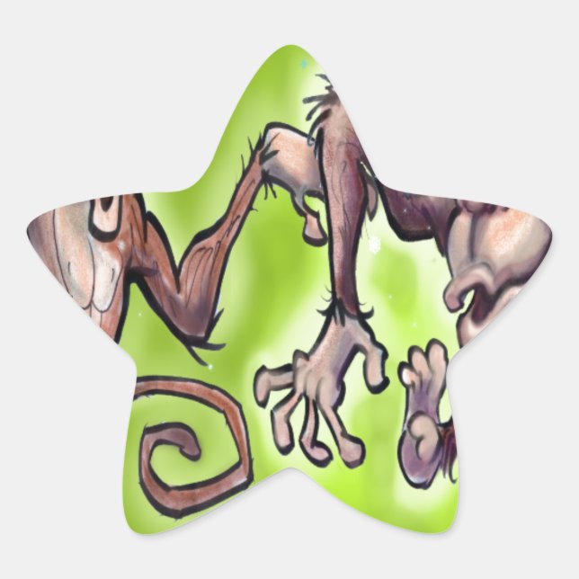 Christmas Monkey Elves Star Sticker (Front)