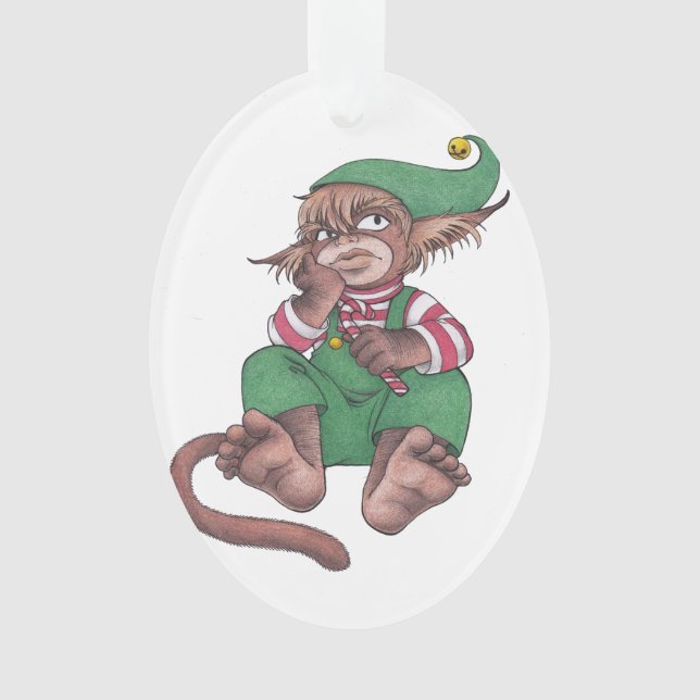 Christmas Monkey Gnome Ornament (Front)