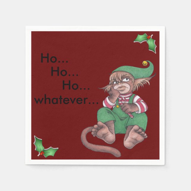 Christmas Monkey Gnome paper Napkins (Front)