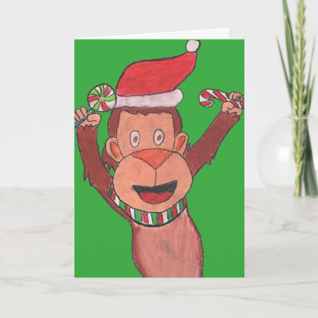 Christmas Monkey Holiday Card (Front)