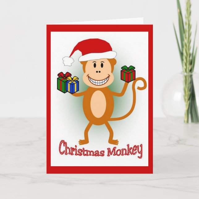 Christmas Monkey Holiday Card (Front)