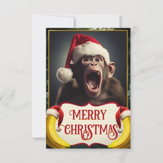 Christmas Monkey Thank You Card (Front)
