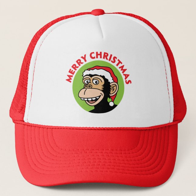 Christmas Monkey Trucker Hat (Front)