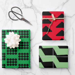 Christmas Monochrome Black White Shapes Wrapping Paper Sheet
