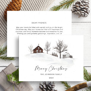 Christmas Monochrome Winter Landscape Non Photo Holiday Card