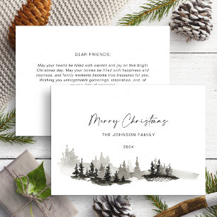 Christmas Monochrome Winter Landscape Non Photo Holiday Card