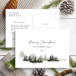 Christmas Monochrome Winter Landscape Non Photo Postcard