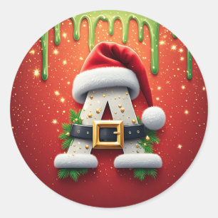 Christmas Monogram A For Winter Gifts Classic Round Sticker