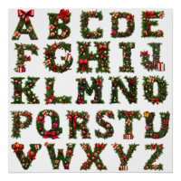 Christmas monogram ABC, alphabet, all letters