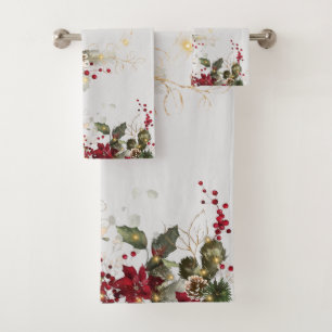 Christmas Monogram Bathroom Towel Set