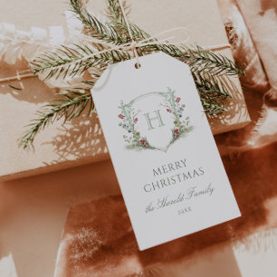 Christmas Monogram Crest Gift Tags