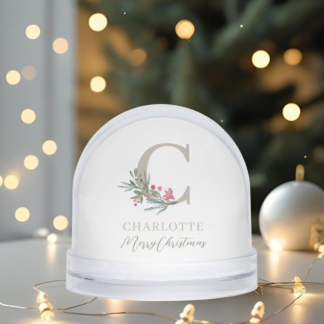 Christmas Monogram Custom Baby Photo Holiday Snowglobe (Creator Uploaded)