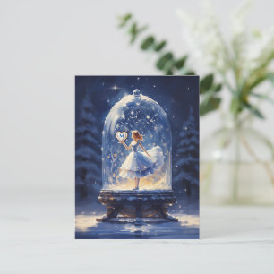 Christmas Monogram Cute Snow Globe Holiday Postcard