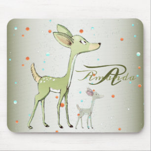 Christmas Monogram Green Deers Holidays Cute Mouse Pad
