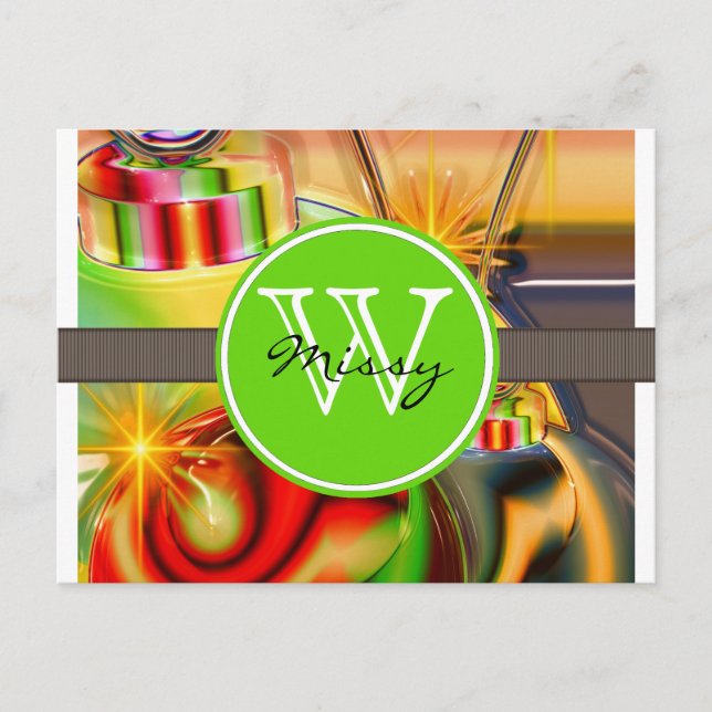 Christmas Monogram Holiday Postcard (Front)