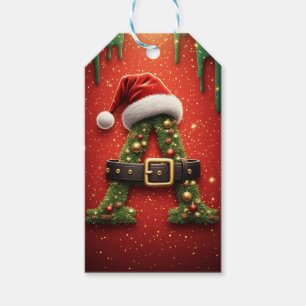 Christmas Monogram Letter A For Holiday Gifts Gift Tags