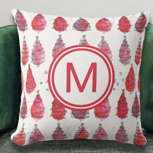 Christmas Monogram Red Cushion