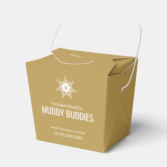 Christmas Monogram Snowflake Food Gift Favour Box (Front Side)