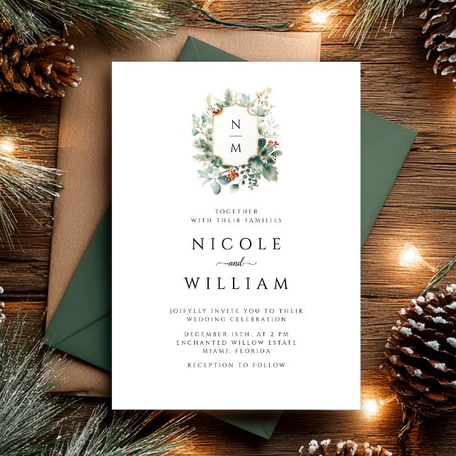 Christmas Monogram Wedding  Invitation (Creator Uploaded)