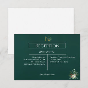 Christmas Monogram Wedding Reception Enclosure Card