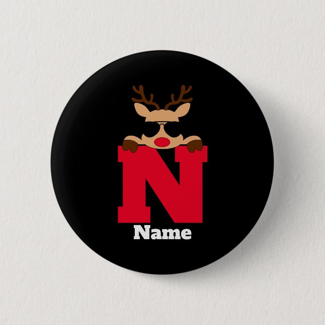 Christmas Monogram With Name Cool Pajama  6 Cm Round Badge (Front)