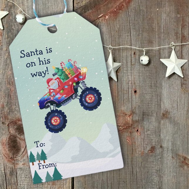 Christmas Monster Truck Santa Gift Tags (Creator Uploaded)