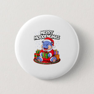 Christmas Moo Deng Merry Moodengmas Baby Hippo Chr 6 Cm Round Badge