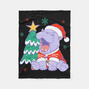 Christmas Moo Deng Xmas Tree Pajamas Cute Kid Girl Fleece Blanket