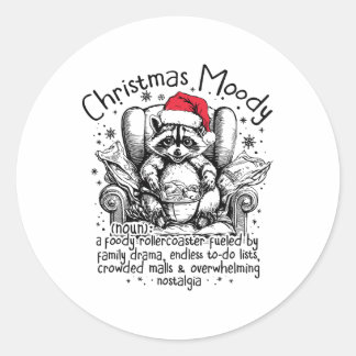 Christmas Moody Funny Racoon Foody Christmas Racc Classic Round Sticker