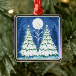 **CHRISTMAS MOON AND TREES** ORNAMENT