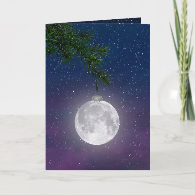 Christmas Moon Ornament Holiday Card (Front)