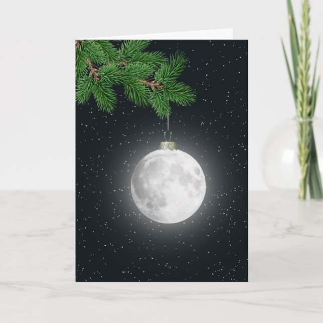 Christmas Moon Ornament Holiday  Card (Front)