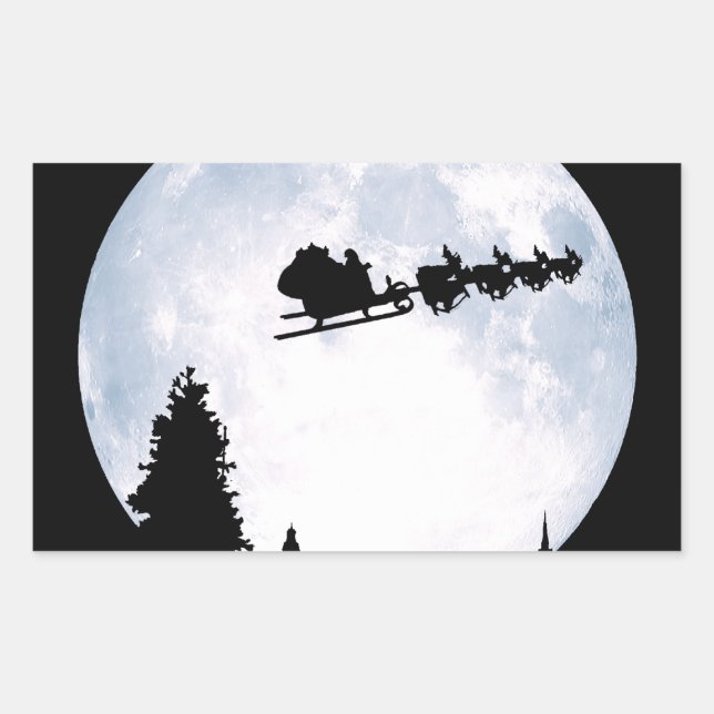 Christmas Moon Rectangular Sticker (Front)
