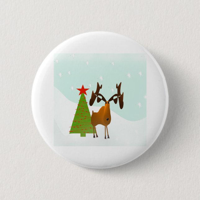 Christmas Moose 6 Cm Round Badge (Front)