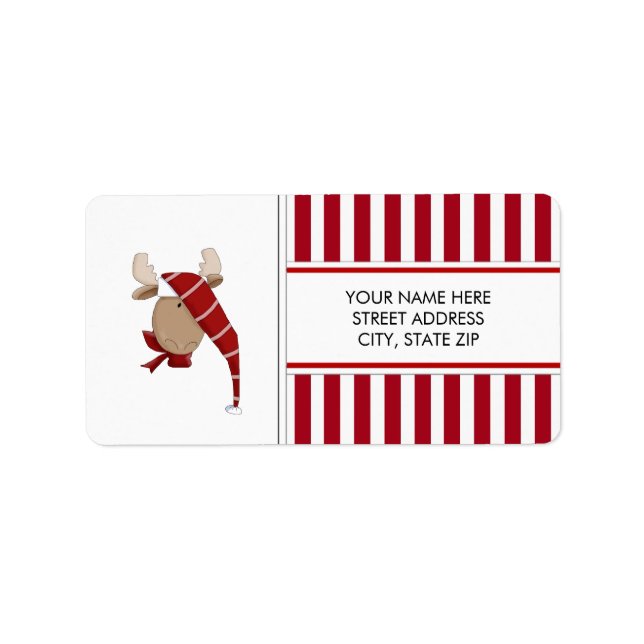 Christmas Moose Address Mailing Labels (Front)